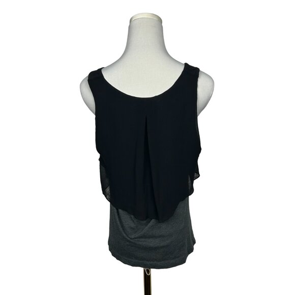 Theory Tank Top Women‎ L Blouse Black Cotton Silk Chiffon Sleeveless Saundera - Picture 3 of 12